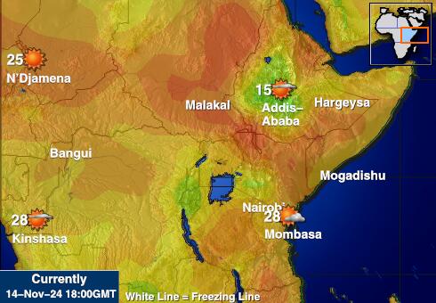 Burundi Mapa teplôt počasia 