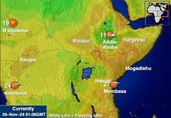 Burundi Vremenska prognoza, Temperatura, karta 