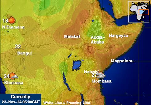 Burundi Carte des températures de Météo 