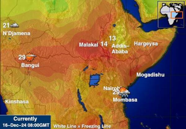 Burundi Hava sıcaklığı haritası 