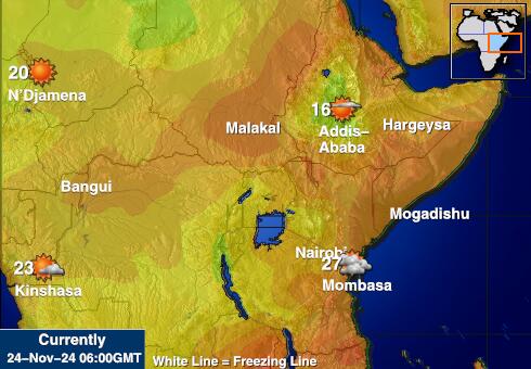 Burundi Temperatura Mapa pogody 