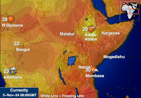 Burundi Temperatura Mapa pogody 