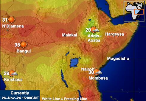 Burundi Ilm temperatuur kaart 