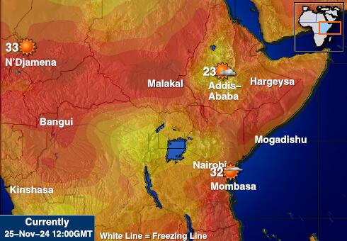 Burundi Mapa temperatura Tempo 