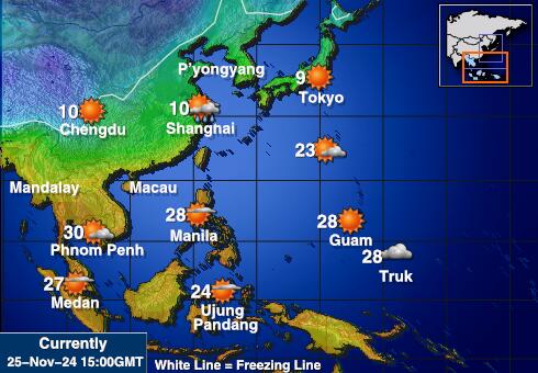 カンボジア 天気温度マップ 