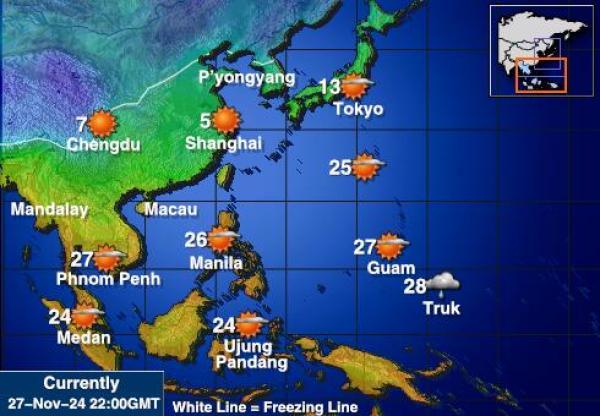 Cambodja Vejret temperatur kort 