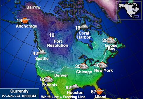 Canada Harta temperaturii vremii 