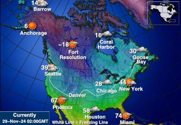 Canada Mapa temperatura Tempo 