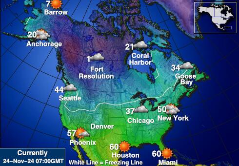 Kanada Temperatura Mapa pogody 