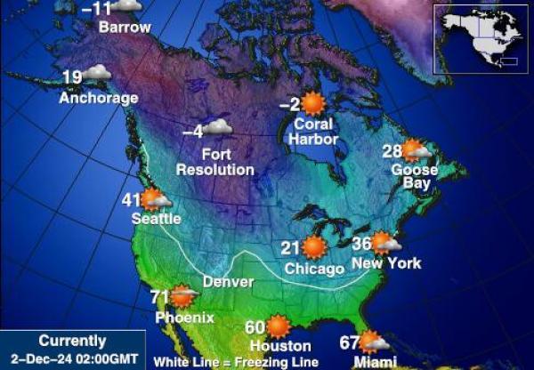 Canadá Mapa de temperatura Tiempo 