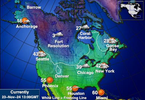 Canada Carte des températures de Météo 