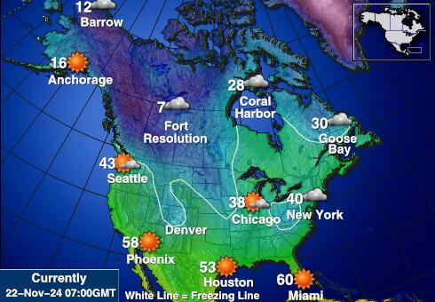 Canada Weer temperatuur kaart 