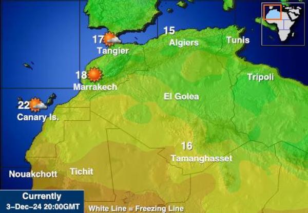 Cabo Verde Mapa de temperatura Tiempo 