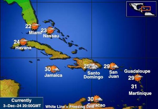 Caribe Mapa de temperatura Tiempo 