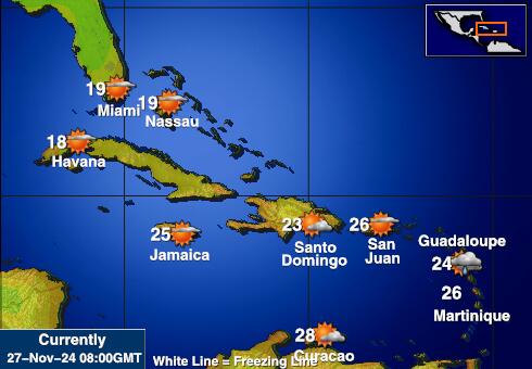 Caraïbes Carte des températures de Météo 