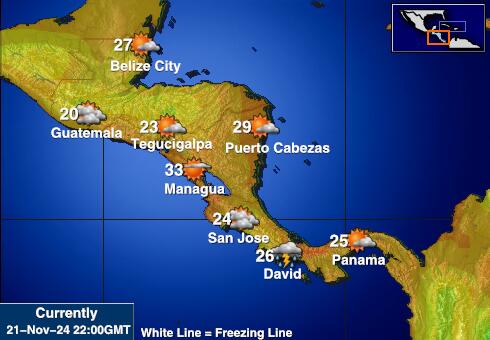 Centraal Amerika Weer temperatuur kaart 