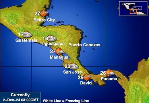 Centroamérica Mapa de temperatura Tiempo 