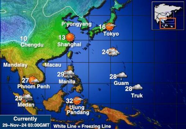 China Mapa temperatura Tempo 