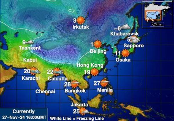 Christmas Island Carte des températures de Météo 