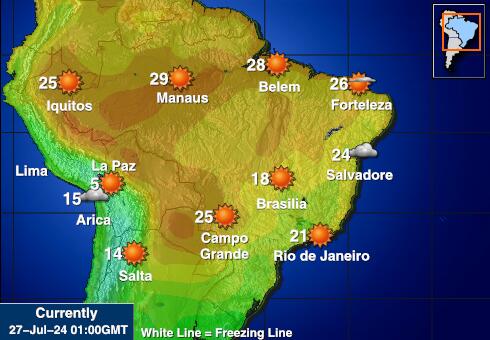 کولمبیا موسم درجہ حرارت کا نقشہ 