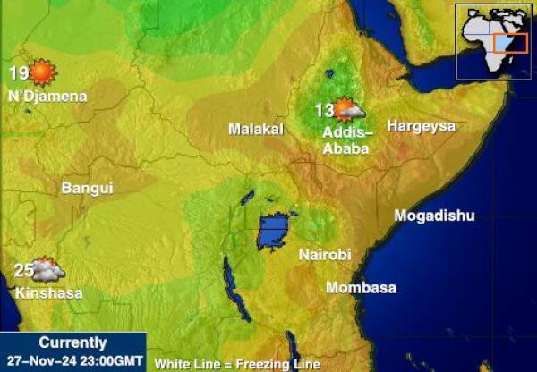 Kongo-Brazzaville Vremenska prognoza, Temperatura, karta 