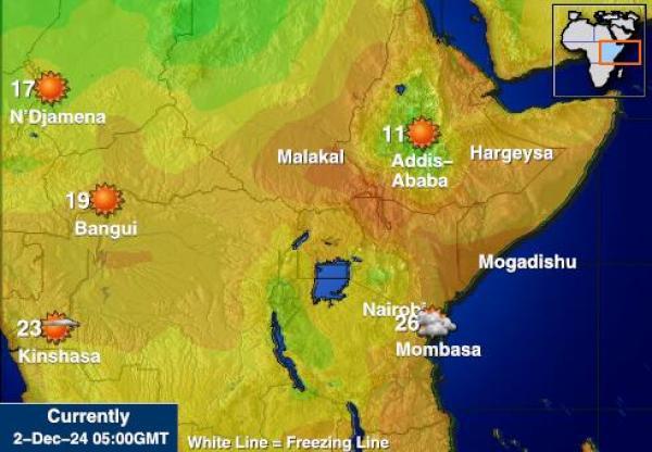 Congo-Brazzaville Mapa de temperatura Tiempo 