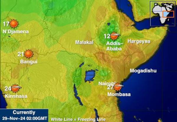 Kongo-Brazzaville Vremenska prognoza, Temperatura, karta 