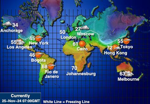 Cook Islands Vremenska prognoza, Temperatura, karta 