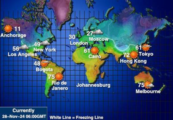 Wyspy Cooka Temperatura Mapa pogody 