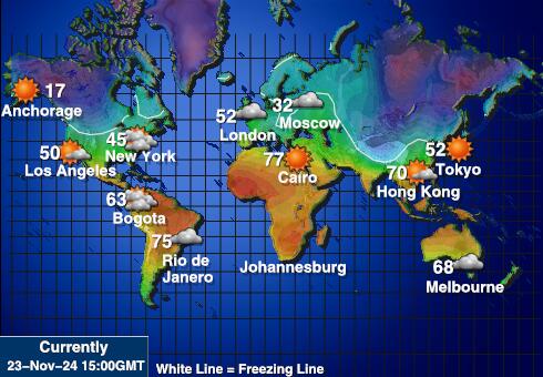 Iles Cook Carte des températures de Météo 