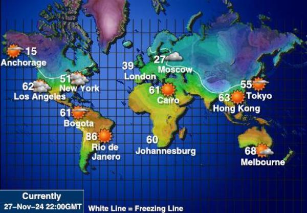 Cook Islands Vremenska prognoza, Temperatura, karta 