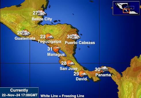 Costa Rica Ilm temperatuur kaart 