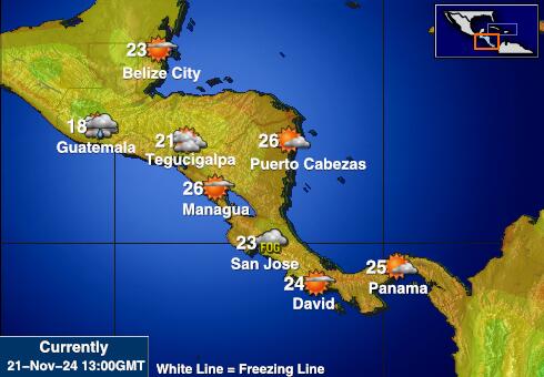 Costa Rica Időjárás hőmérséklet térképen 