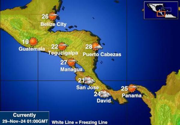 Costa Rica Mapa temperatura Tempo 