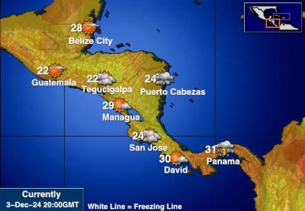 Costa Rica Mapa de temperatura Tiempo 