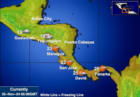 Costa Rica Weer temperatuur kaart 