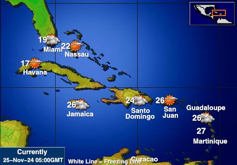 Cuba Weer temperatuur kaart 