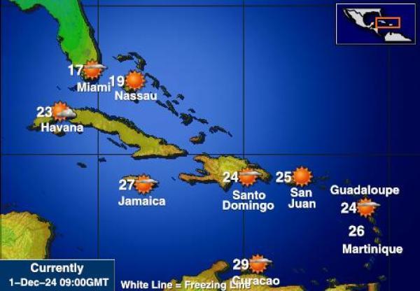 كوبا خريطة درجة حرارة الطقس 
