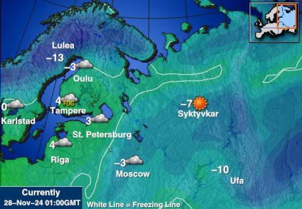 Kypr Mapa počasí teplota 