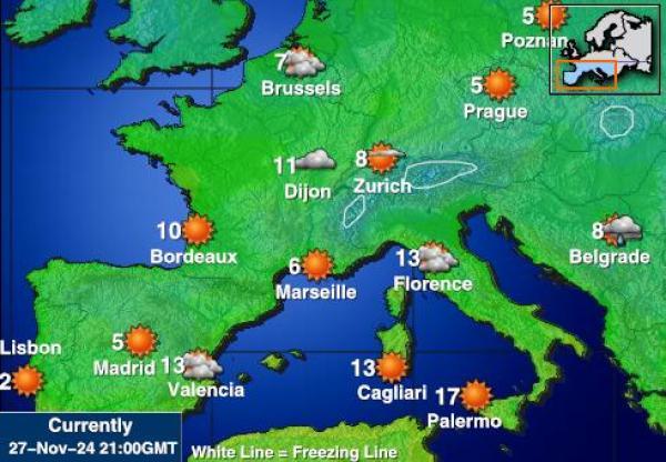 Češka Republika Vremenska prognoza, Temperatura, karta 