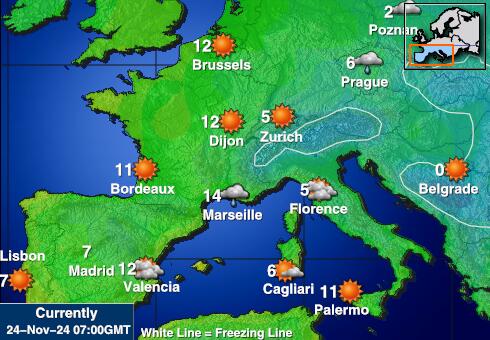 Czechy Temperatura Mapa pogody 