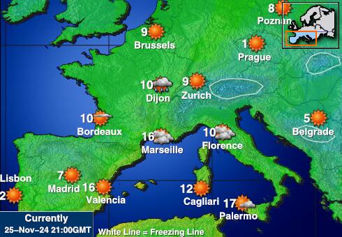 Tsjechische Republiek Weer temperatuur kaart 