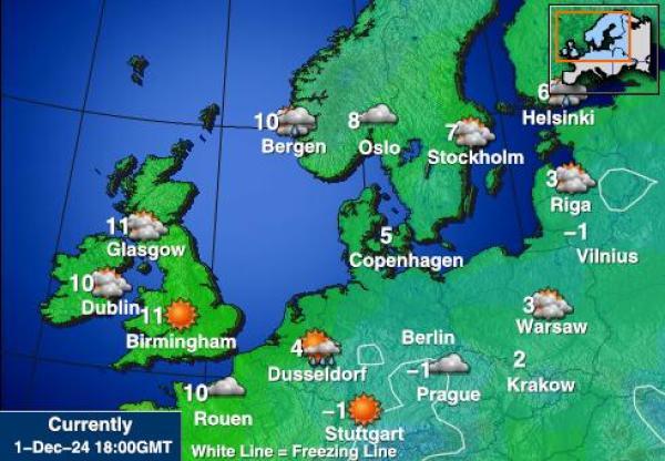 Danmark Været temperatur kart 