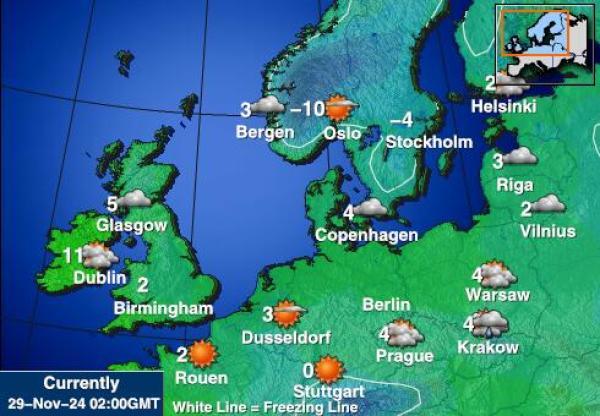 Denmark Mapa temperatura Tempo 