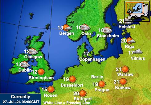 الدنمارك خريطة درجة حرارة الطقس 