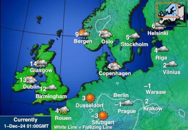 Denmark Temperatura meteorologica 