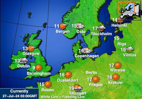 ڈنمارک موسم درجہ حرارت کا نقشہ 