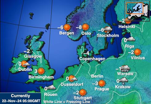 Denemarken Weer temperatuur kaart 