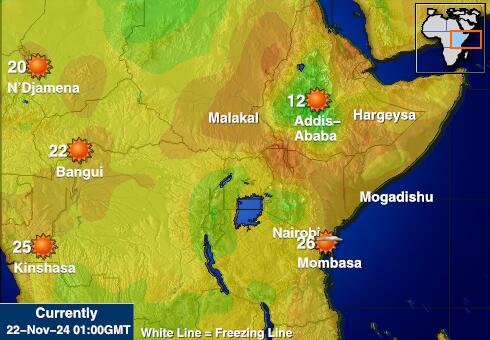 Djibouti Weer temperatuur kaart 