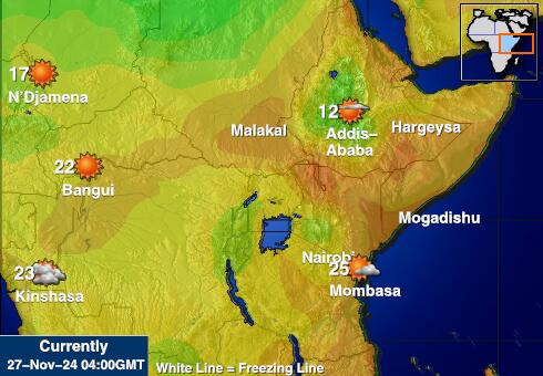 Djibouti Bản đồ nhiệt độ thời tiết 